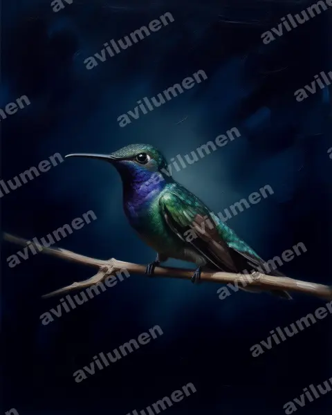Illustration Huile : Lepidopyga coeruleogularis (Colibri faux-saphir)