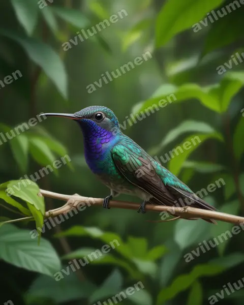Illustration Réaliste : Lepidopyga coeruleogularis (Colibri faux-saphir)