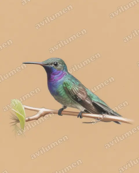 Illustration Crayon de couleur : Lepidopyga coeruleogularis (Colibri faux-saphir)