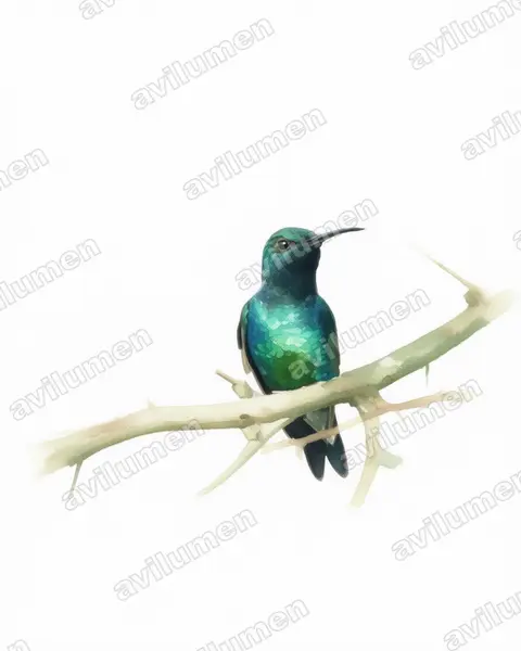 Ilustración en Acuarela: Lepidopyga goudoti (Chrysuronia goudoti)