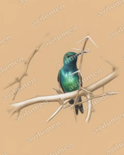 Ilustración en Lápiz de color: Lepidopyga goudoti (Chrysuronia goudoti)