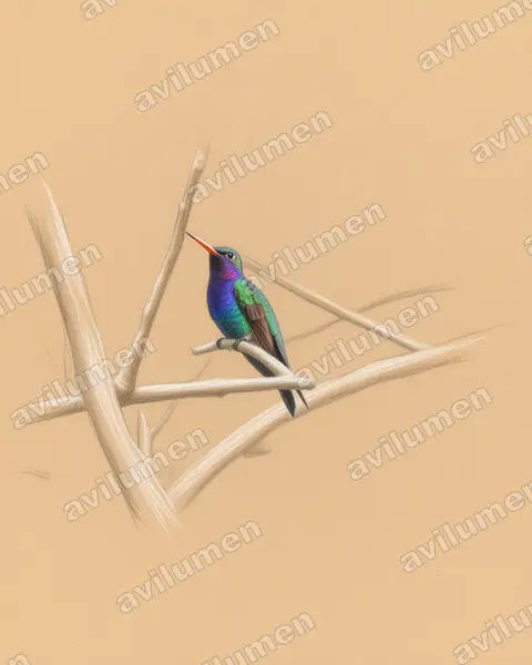 Ilustración en Lápiz de color: Lepidopyga lilliae (Chrysuronia lilliae)