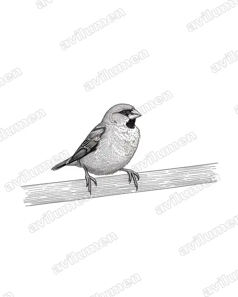 Ink illustration: Lepidopygia nana (Madagascar mannikin)