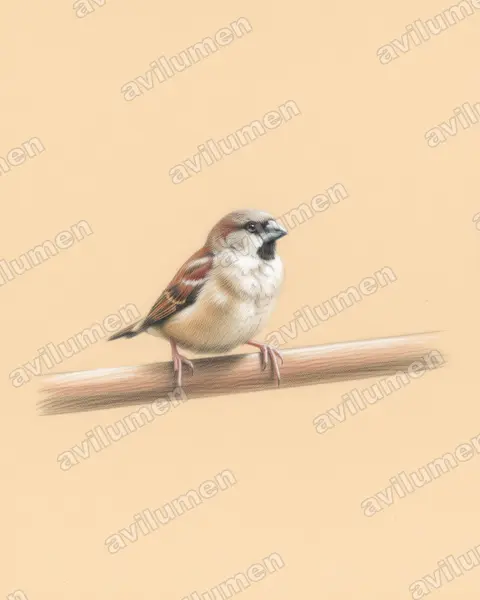 Colored pencil illustration: Lepidopygia nana (Madagascar mannikin)
