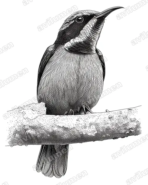 Ilustración en Tinta: Leptocoma brasiliana (Suimanga ventrigranate)