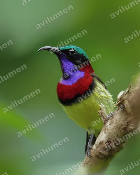 Ilustración en Realista: Leptocoma minima (Suimanga mínimo)
