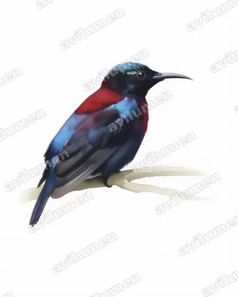 Ilustración en Acuarela: Leptocoma sericea (Leptocoma aspasia)