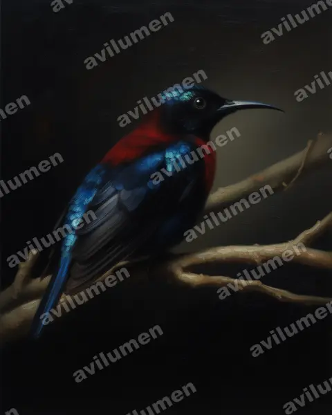 Ilustración en Óleo: Leptocoma sericea (Leptocoma aspasia)