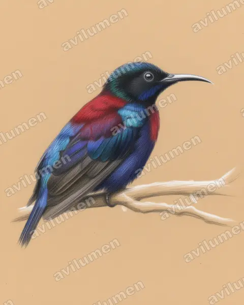 Ilustración en Lápiz de color: Leptocoma sericea (Leptocoma aspasia)