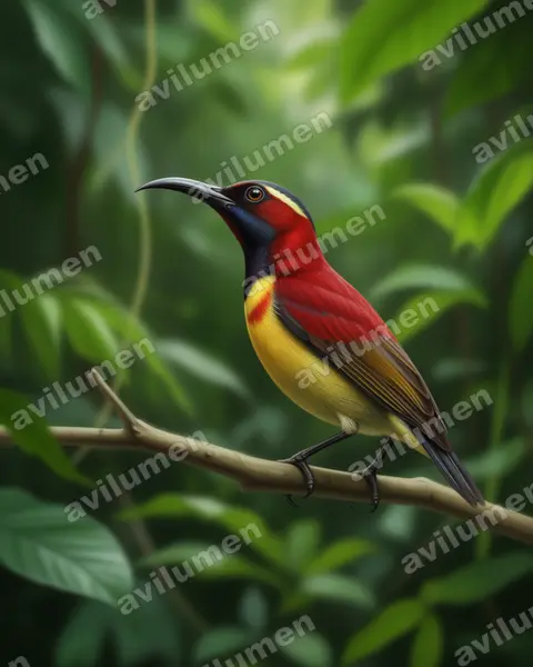 Purple-throated Sunbird（Leptocoma sperata）的写实插画