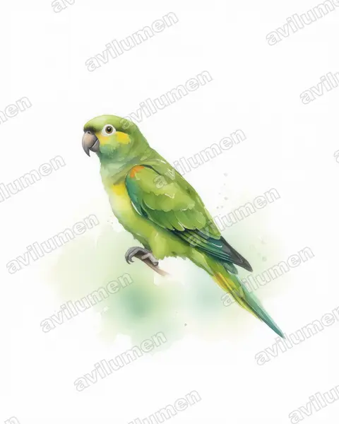 Ilustración en Acuarela: Leptosittaca branickii (Perico paramuno)