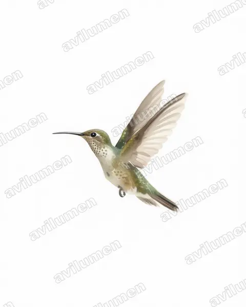 Watercolor illustration: Leucippus taczanowskii (Spot-throated hummingbird)