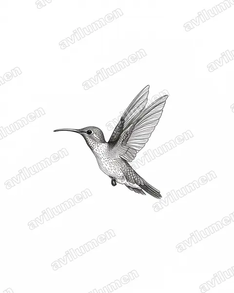 Ink illustration: Leucippus taczanowskii (Spot-throated hummingbird)