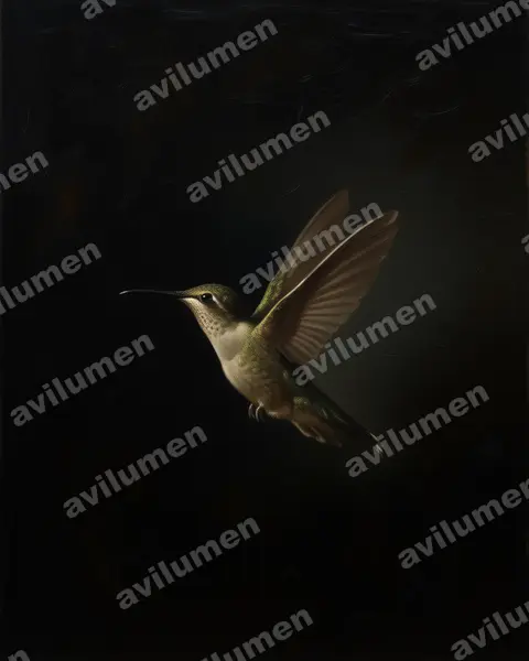 Oil illustration: Leucippus taczanowskii (Spot-throated hummingbird)