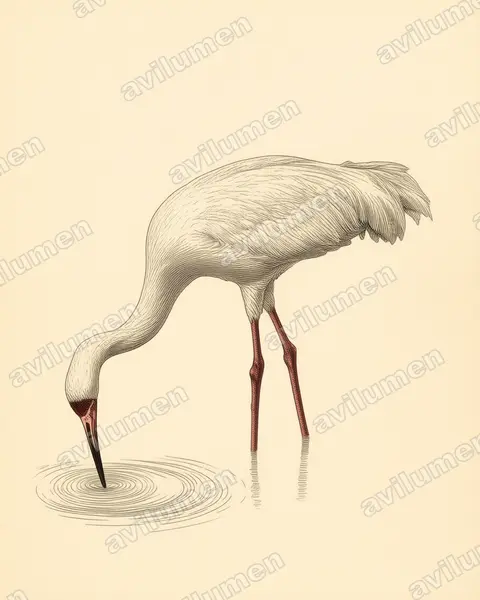 Vintage plate illustration: Leucogeranus leucogeranus (Siberian Crane)