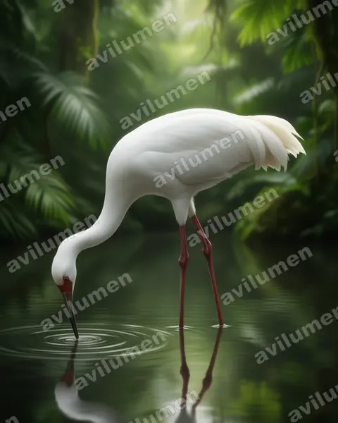 Realistic illustration: Leucogeranus leucogeranus (Siberian Crane)