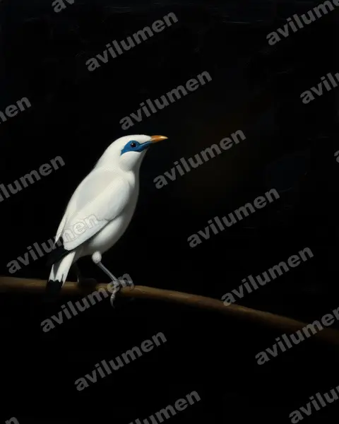 Illustration im Stil Öl: Balistar (Leucopsar rothschildi)