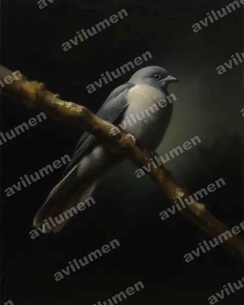 Oil illustration: Lipaugus fuscocinereus (Dusky Piha)