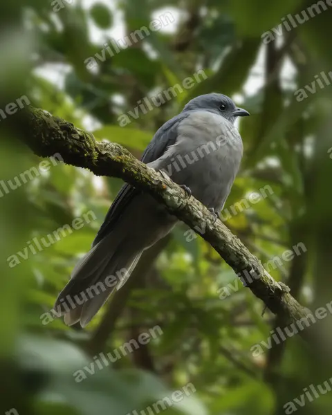 Realistic illustration: Lipaugus fuscocinereus (Dusky Piha)
