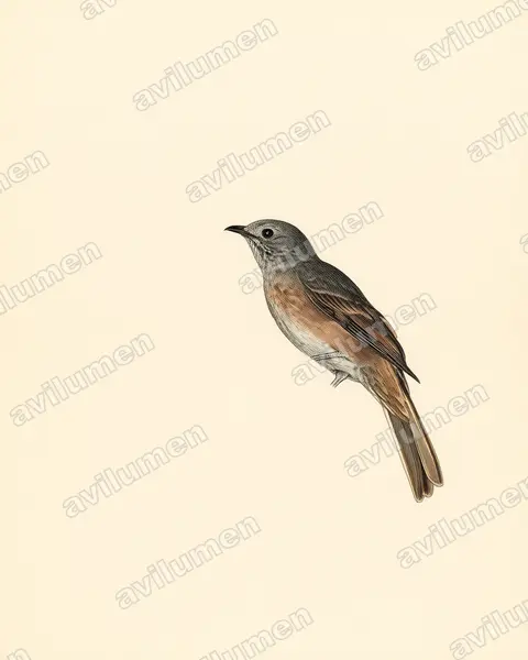 Vintage plate illustration: Lipaugus lanioides (Cinnamon-vented Piha)