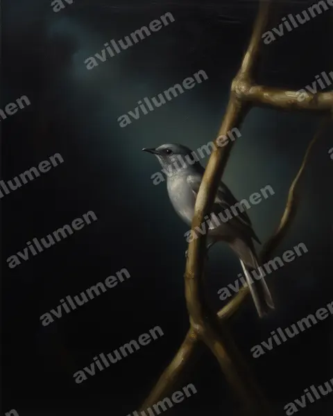 Oil illustration: Lipaugus lanioides (Cinnamon-vented Piha)