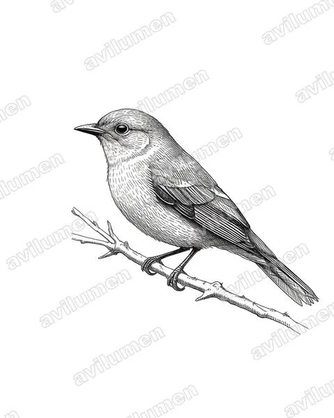 Illustration Encre : Lipaugus unirufus (Piauhau roux)