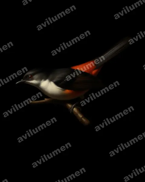 Illustration im Stil Öl: Scimitar-winged Piha (Lipaugus uropygialis)