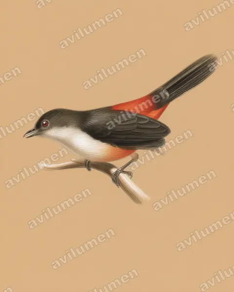 Illustration im Stil Buntstift: Scimitar-winged Piha (Lipaugus uropygialis)