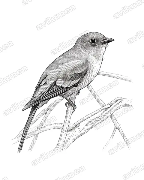Ilustración en Tinta: Lipaugus weberi (Arrierito antioqueño)
