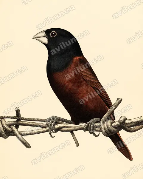 Illustration Planche ancienne : Lonchura atricapilla (Capucin à tête noire)