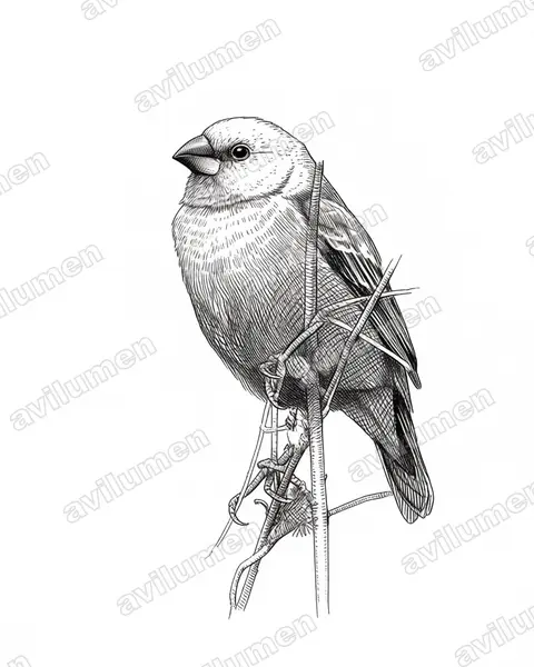 Ilustración en Tinta: Lonchura caniceps (Capuchino canoso)