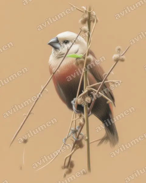 Ilustración en Lápiz de color: Lonchura caniceps (Capuchino canoso)
