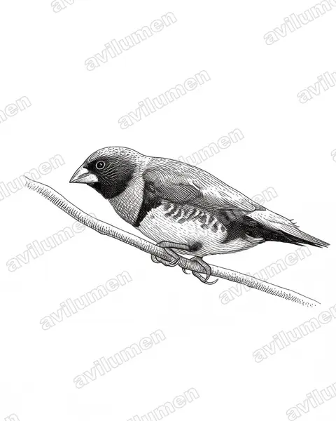 Ilustración en Tinta: Lonchura castaneothorax (Capuchino pechicastaño)