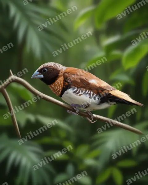 Ilustración en Realista: Lonchura castaneothorax (Capuchino pechicastaño)