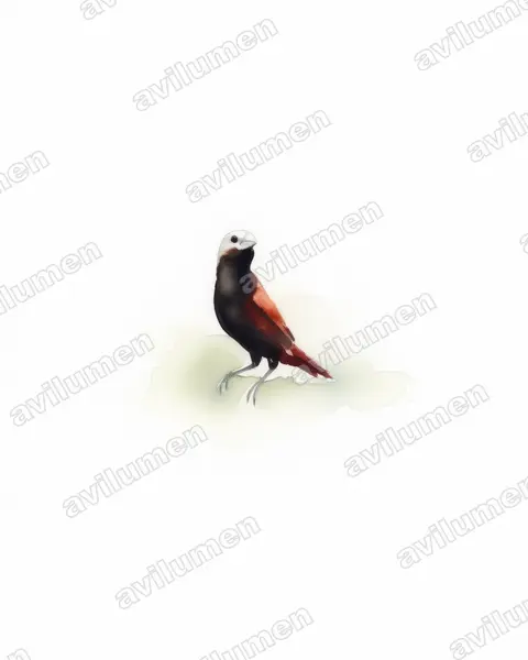 Watercolor illustration: Lonchura ferruginosa (White-capped munia)