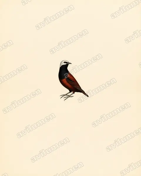 Vintage plate illustration: Lonchura ferruginosa (White-capped munia)