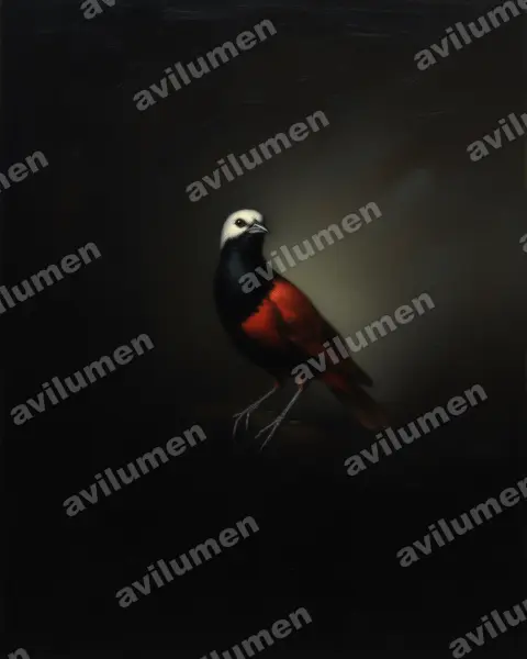 Oil illustration: Lonchura ferruginosa (White-capped munia)