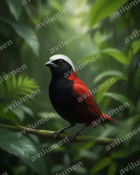 Realistic illustration: Lonchura ferruginosa (White-capped munia)