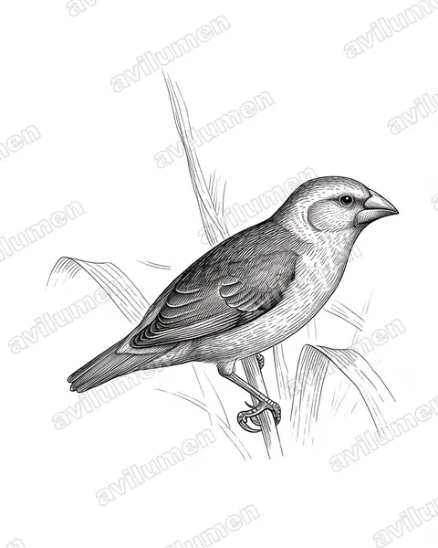 Illustration im Stil Tusche: Gelbbrustnonne (Lonchura flaviprymna)