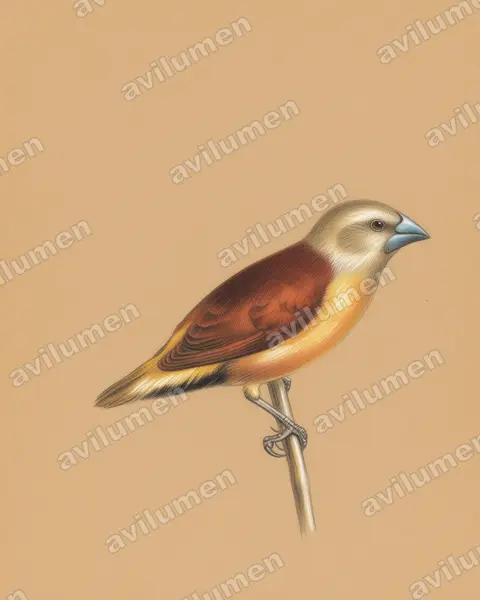 Illustration im Stil Buntstift: Gelbbrustnonne (Lonchura flaviprymna)