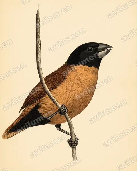 Vintage plate illustration: Lonchura forbesi (Forbes's mannikin)