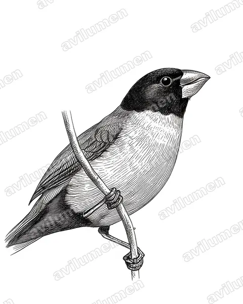 Ink illustration: Lonchura forbesi (Forbes's mannikin)