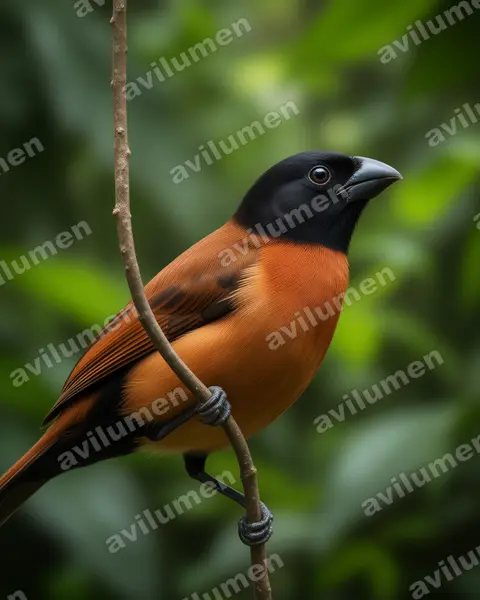Realistic illustration: Lonchura forbesi (Forbes's mannikin)