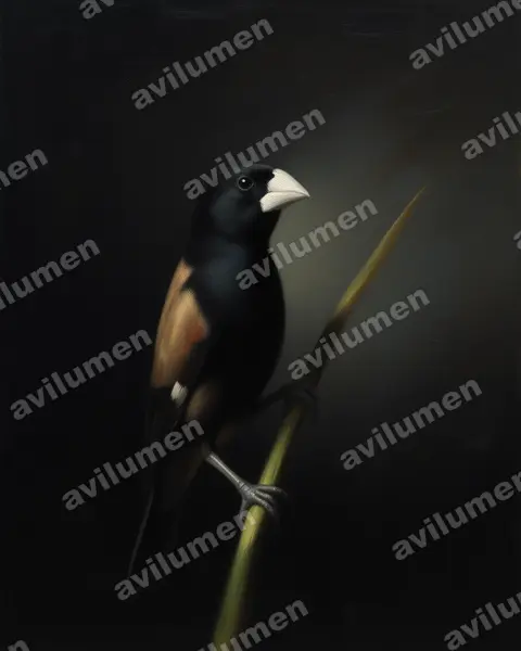 Oil illustration: Lonchura grandis (Great-billed Mannikin)