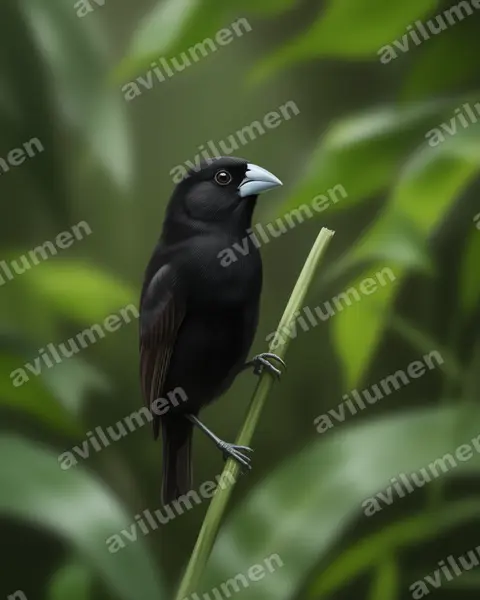 Realistic illustration: Lonchura grandis (Great-billed Mannikin)