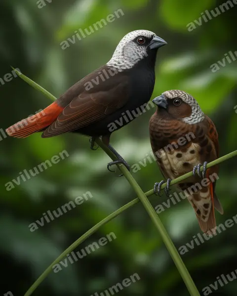 Ilustración en Realista: Lonchura hunsteini (Capuchino de Hunstein)