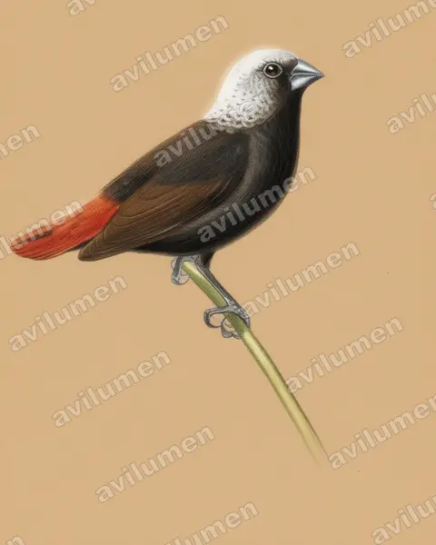 Ilustración en Lápiz de color: Lonchura hunsteini (Capuchino de Hunstein)