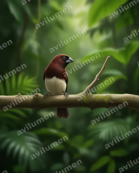 Ilustración en Realista: Lonchura leucogastra (Capuchino ventriblanco)