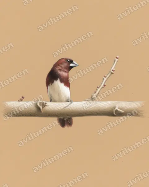 Ilustración en Lápiz de color: Lonchura leucogastra (Capuchino ventriblanco)