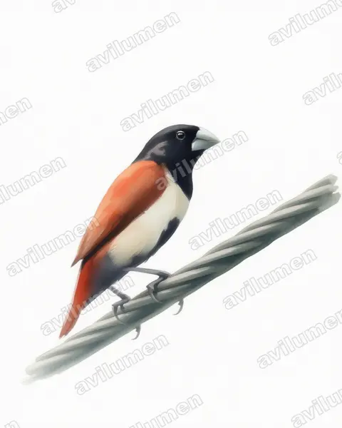 Watercolor illustration: Lonchura malacca (Tricoloured munia)